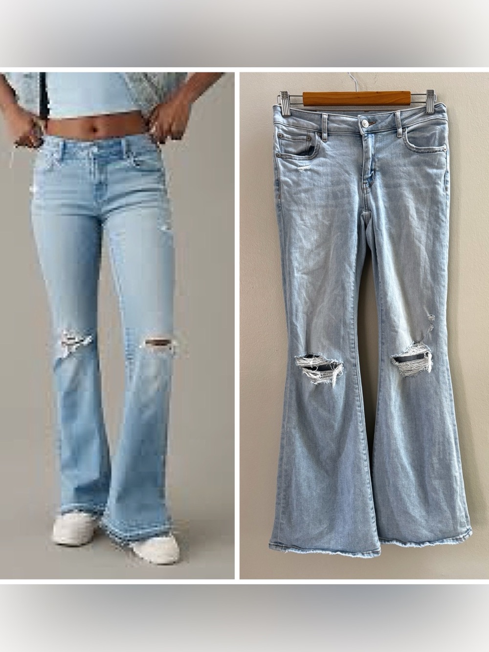 AE American Eagle Low Rise Flare Distressed Jeans Women’s Size 2